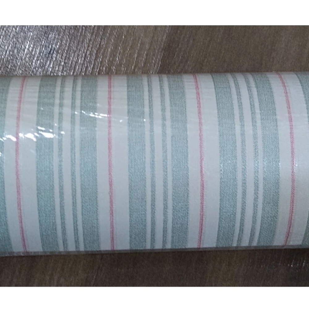 Waverly Cream/Green/Red Stripe Wallpaper Double Roll (1)